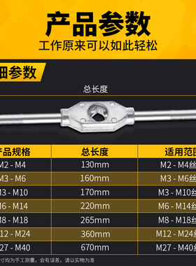 手动螺丝攻扳手m2-4攻丝螺丝攻绞手m12-M24丝功m18-M36工具M75攻