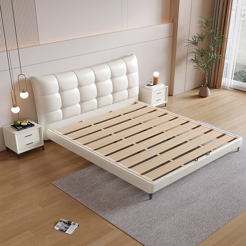 悬浮床1米5床现代简约轻奢家用主卧婚床储物1米8床双人皮床