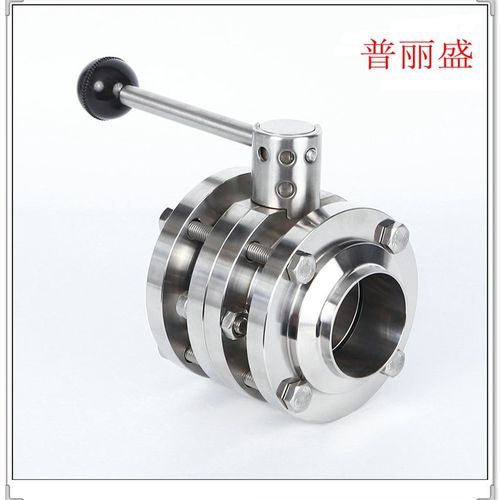 304不锈钢卫生级三片式焊接蝶阀不锈钢手动对焊三段法兰式蝶阀