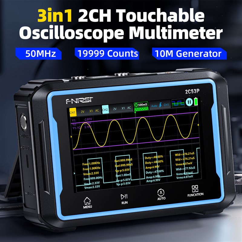 FNIRSI 2C53P Tablet Oscilloscope+Multimeter+Signal Generator