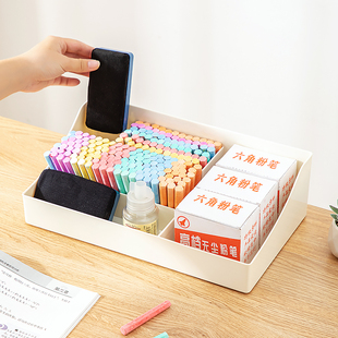 粉笔盒收纳盒讲台学校教室讲桌粉笔盒木质办公桌面多功能杂物整理