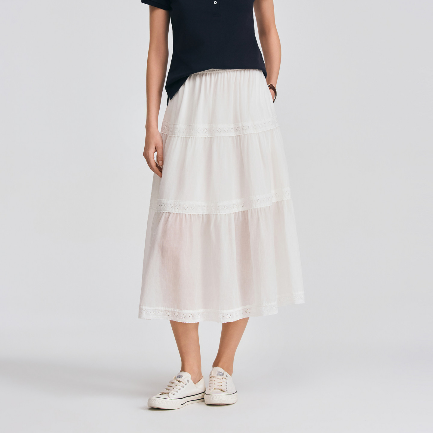 POLOWALK女士半裙2026春夏裤新款松紧腰白色A字百搭半身裙蛋糕裙,女装/女士精品,半身裙,淘宝优惠券,粉丝福利购,淘宝优惠卷