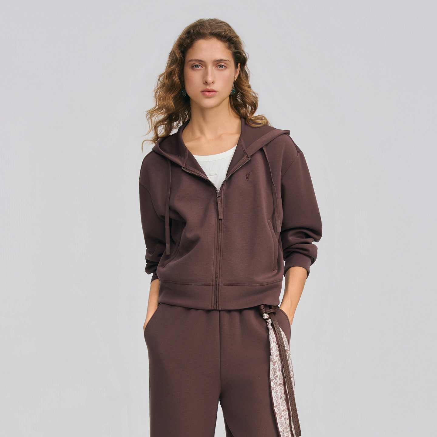 【套装】POLOWALK女士卫衣2026春季新款连帽开衫卫衣休闲直筒卫裤