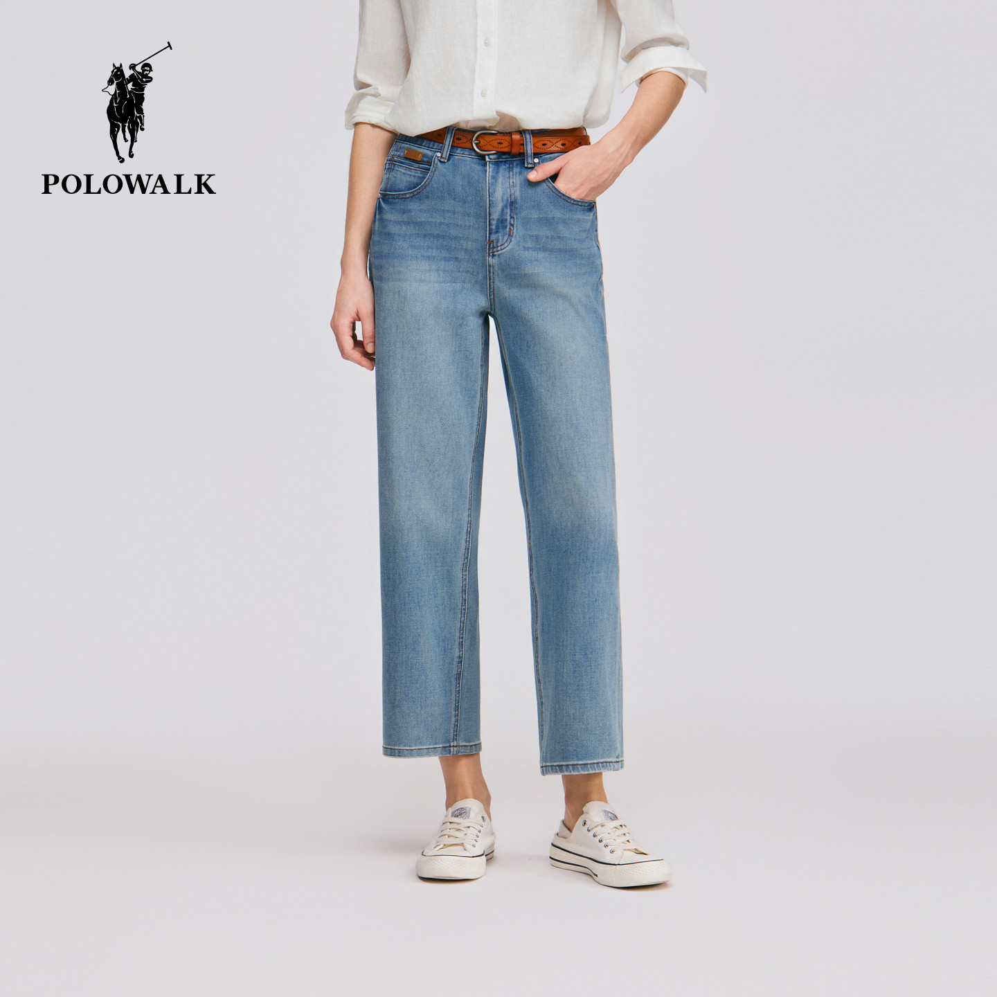 POLOWALK女装2026夏季裤新款女士牛仔裤休闲宽松直筒裤显瘦裤子