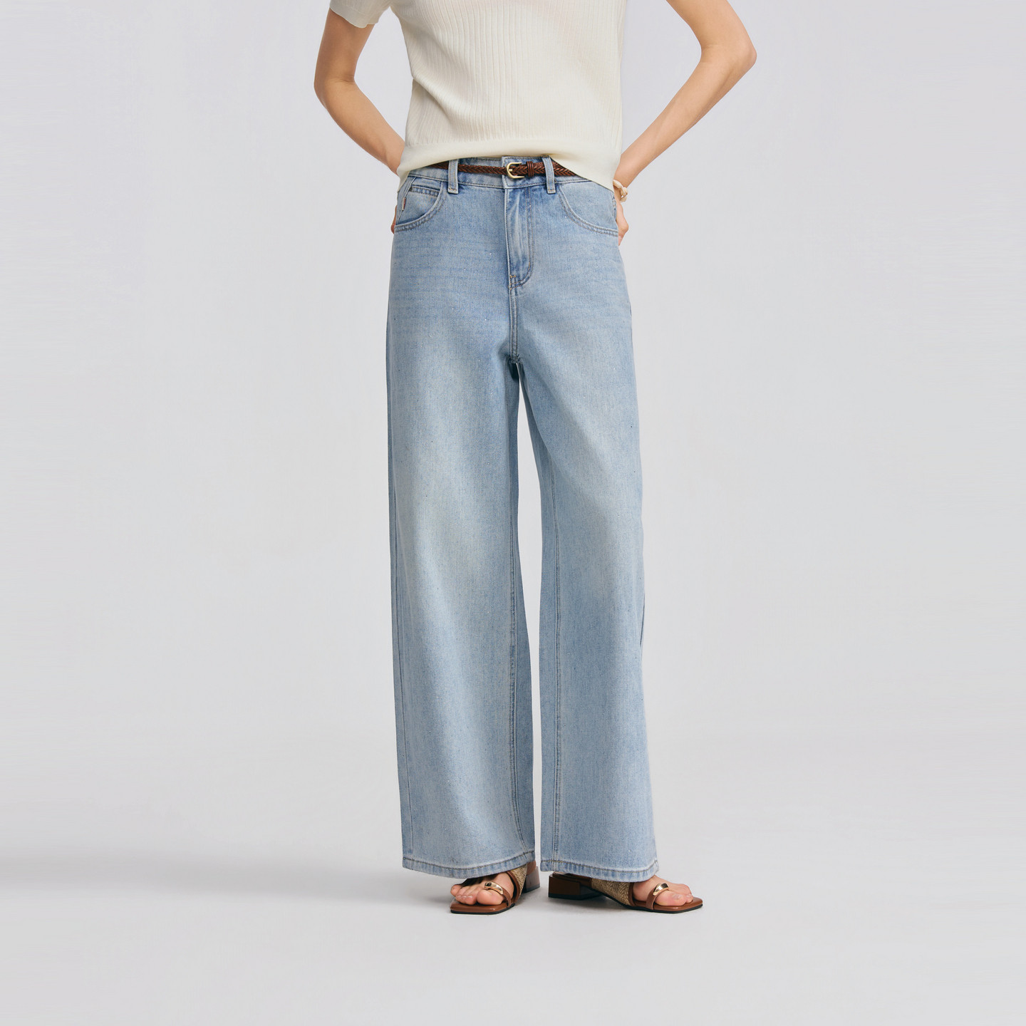 POLOWALK女士牛仔裤2026春夏裤新款潮流休闲阔腿简约百搭牛仔长裤