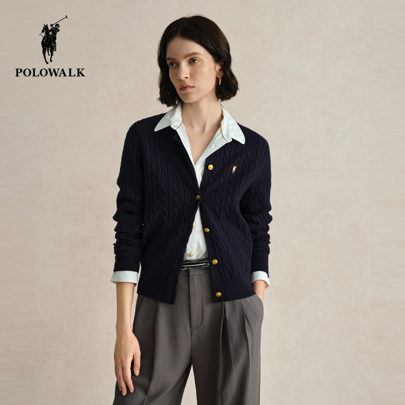 POLOWALK女士针织开衫老钱风