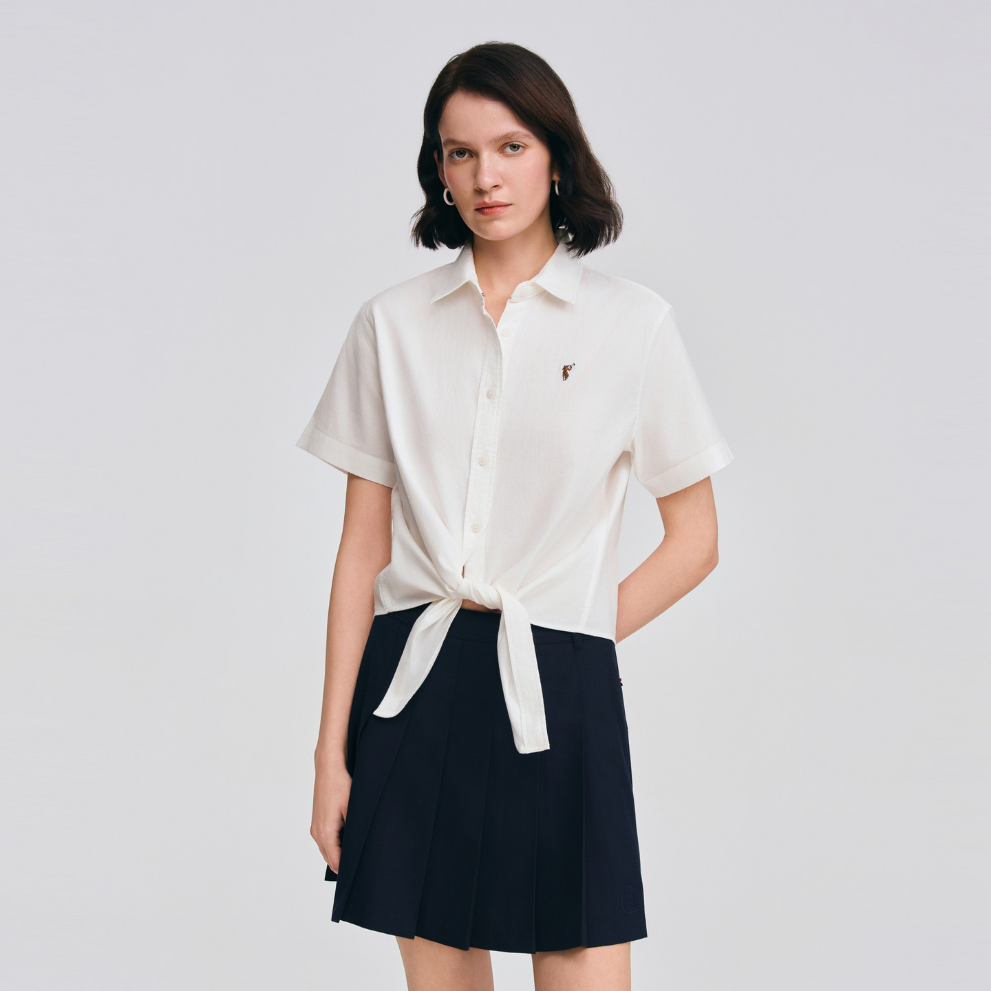 POLOWALK女士短袖衬衫2026春夏新款翻领时尚设计感短袖衬衫T恤衫