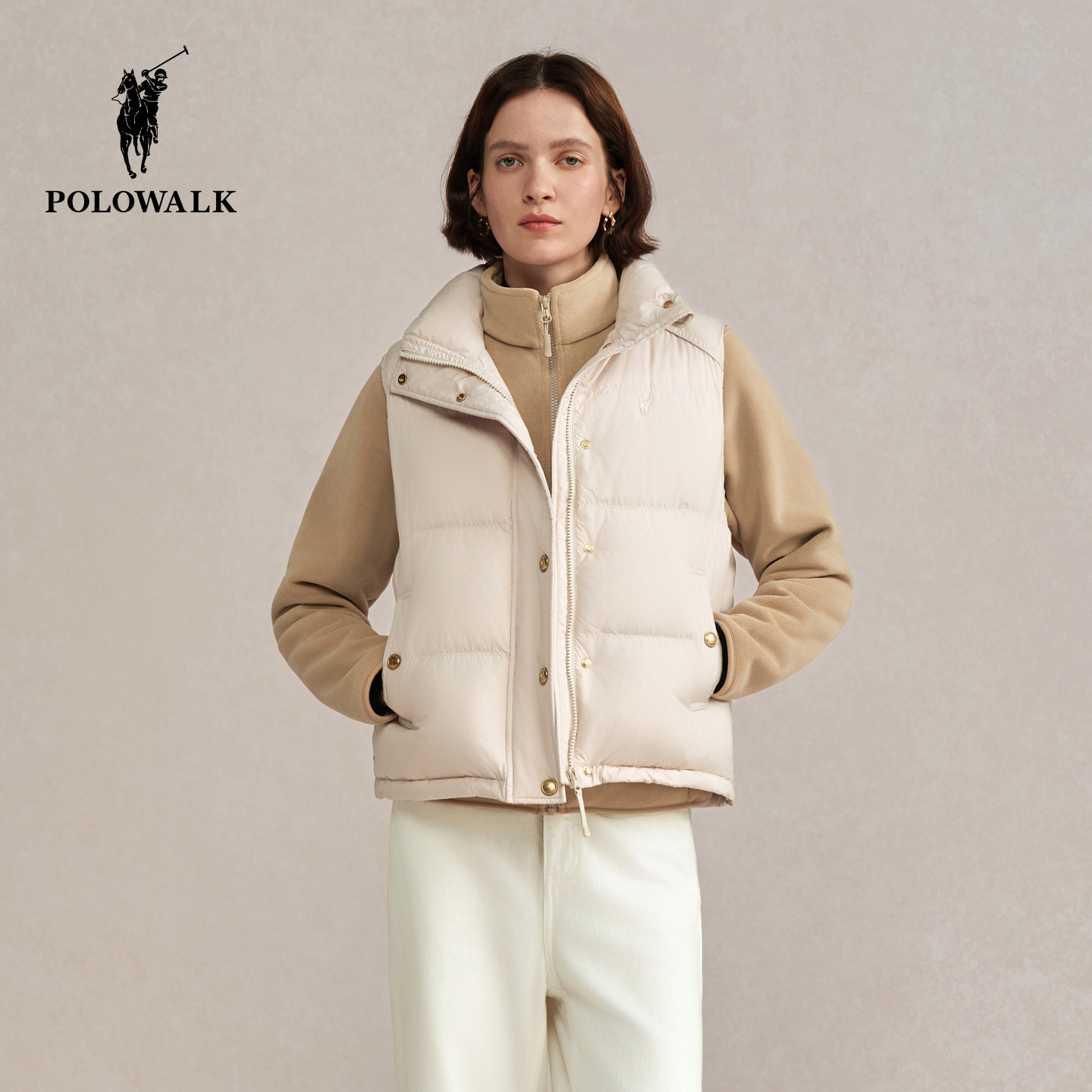POLOWALK女装羽绒马甲2025冬装新款女士羽绒背心厚保暖外套潮上衣