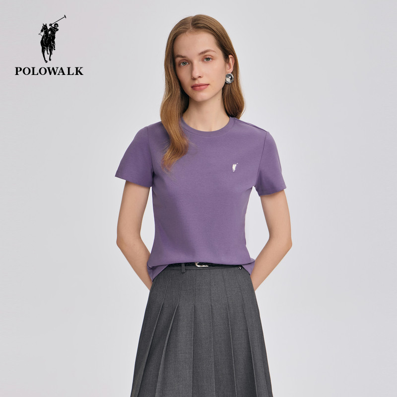 POLOWALK女士短袖圆领T恤2025夏季新款简约收腰打底衫轻薄上衣,女装/女士精品,T恤,淘宝优惠券,粉丝福利购,淘宝优惠卷