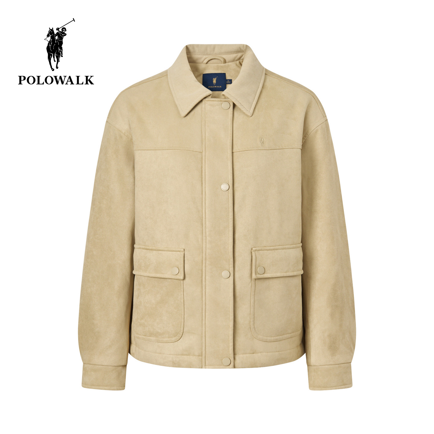 POLOWALK女士外套2025冬装新款工装风棉服复古棉衣翻领