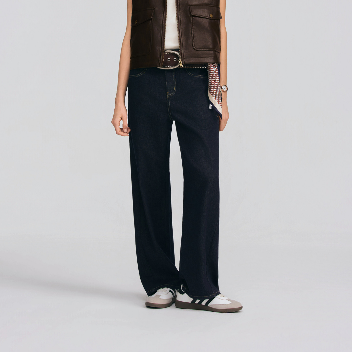 POLOWALK女士牛仔裤2026春夏裤新款女装经典直筒宽松通勤牛仔长裤