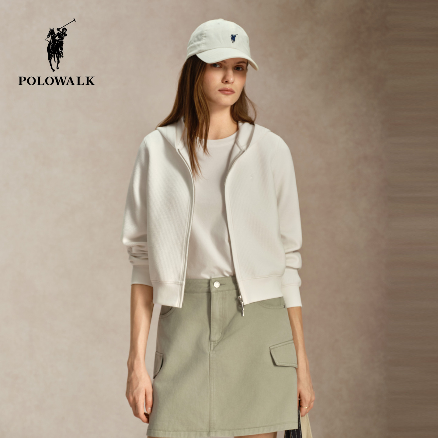 POLOWALK女士连帽卫衣华夫格
