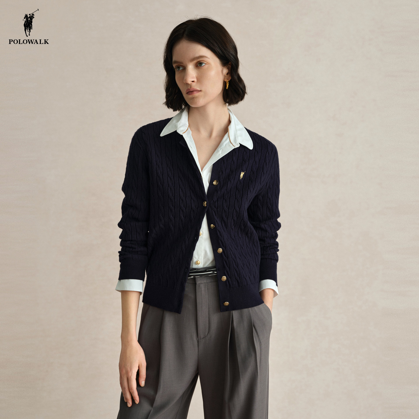 POLOWALK女装针织开衫外套2025秋冬新款老钱风红色毛衣新年红外套,女装/女士精品,毛针织衫,淘宝优惠券,粉丝福利购,淘宝优惠卷