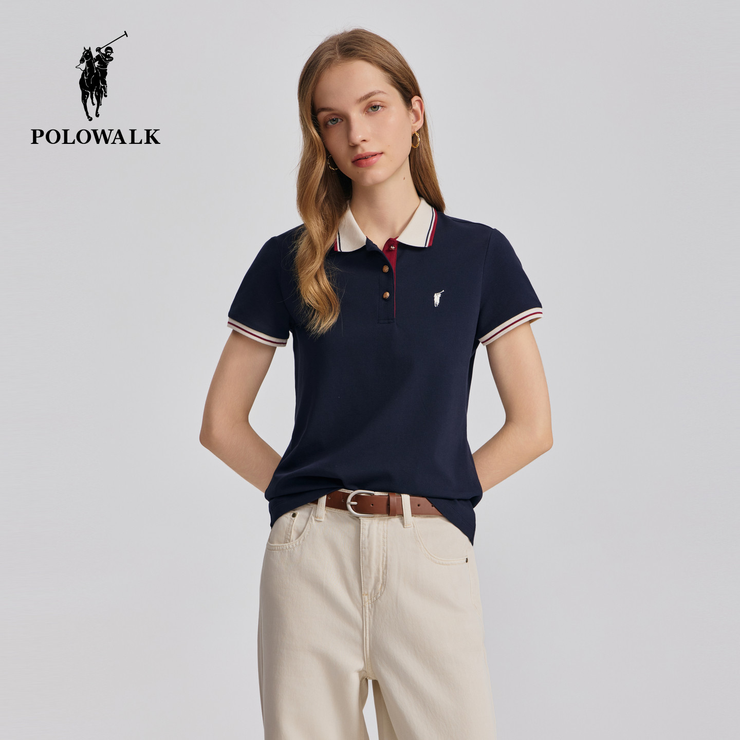 POLOWALK女士短袖POLO衫2026夏季新款半袖百搭时尚上衣短T
