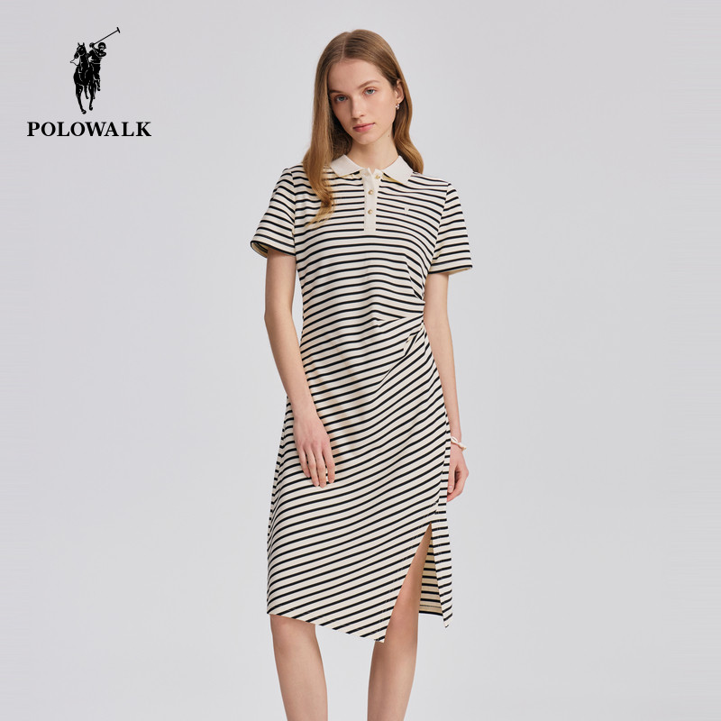 POLOWALK女士短袖连衣裙2026夏季新款百搭复古风polo
