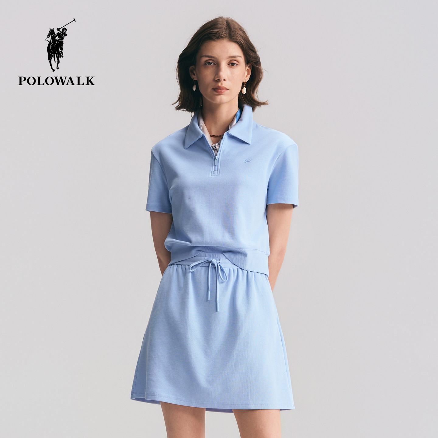 【套装】POLOWALK女装2026夏季新款女士短袖POLO衫美式运动裤T恤