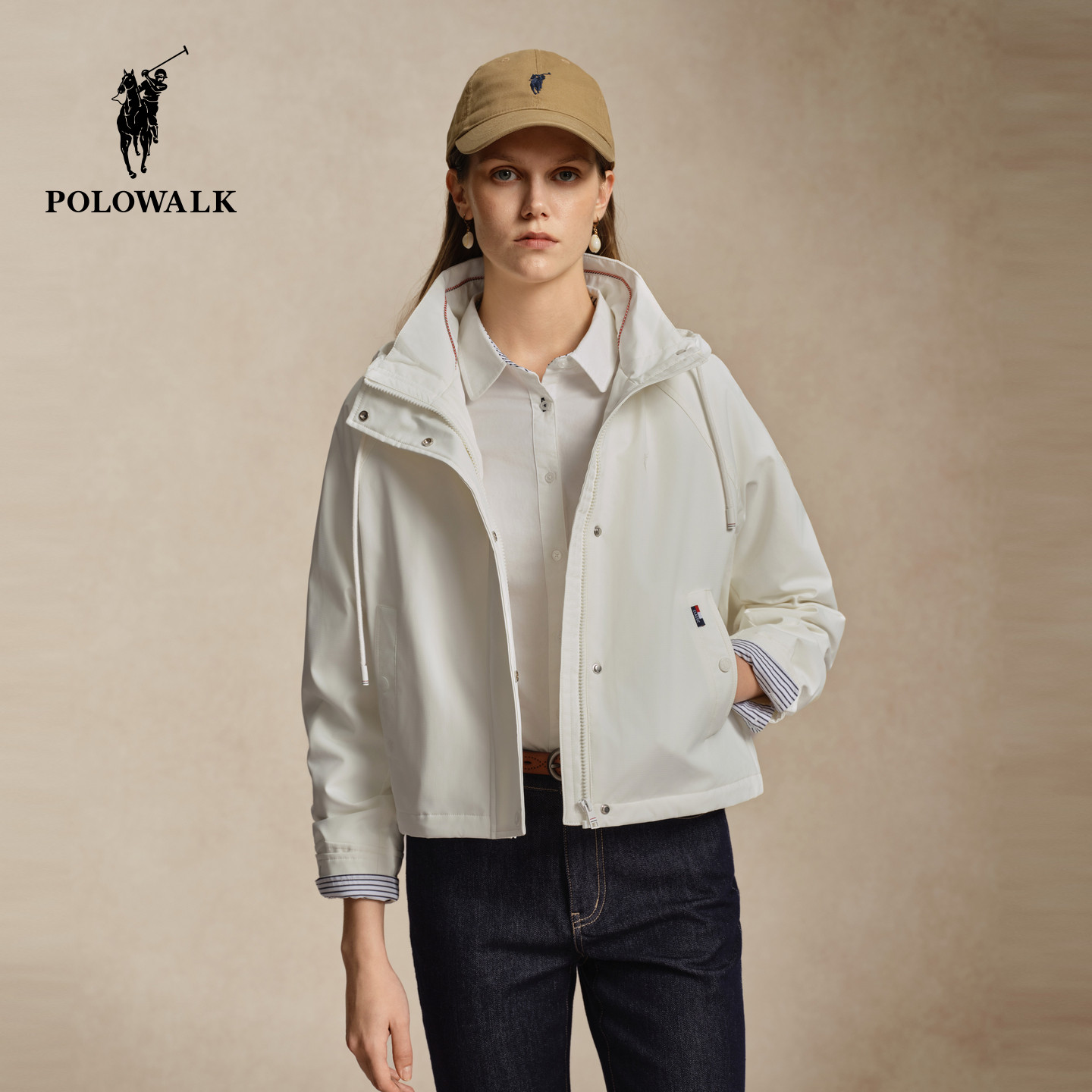 POLOWALK女装2026秋冬新品短外套女款宽松休闲时尚百搭秋装上衣