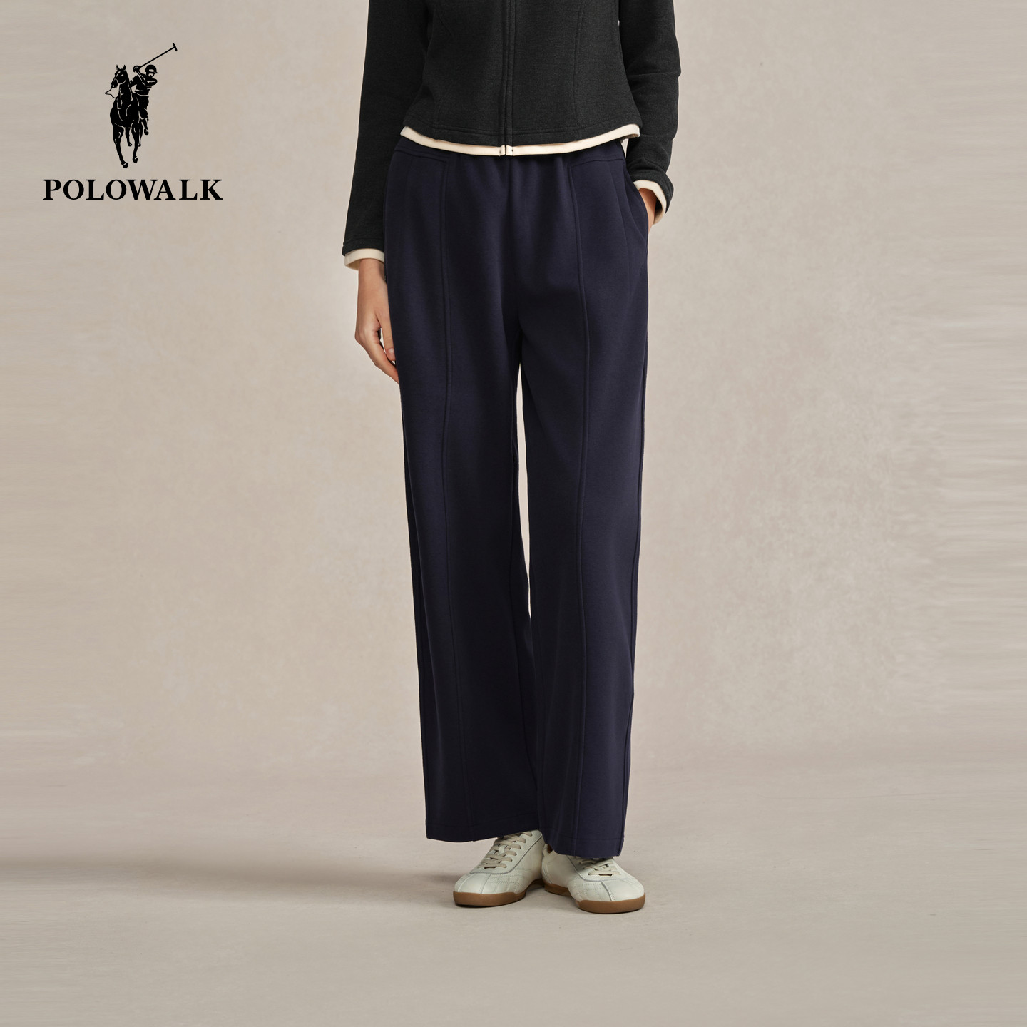 POLOWALK女装运动裤2025秋冬新款直筒裤松紧腰休闲裤运动