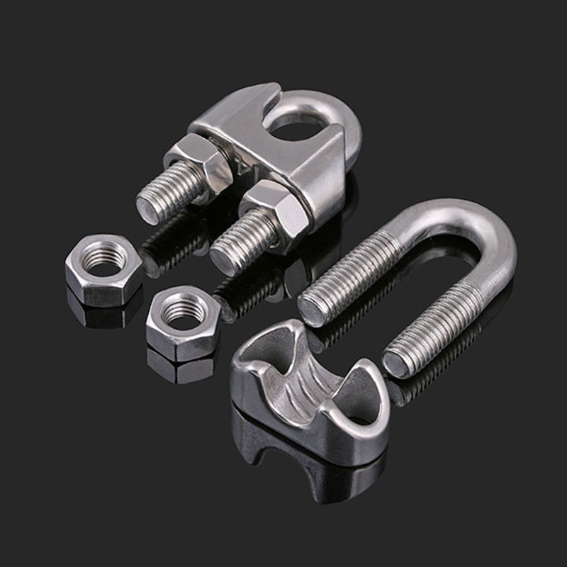 304不锈钢 钢丝绳夹头 不锈钢卡头 绳丝绳扣 轧头 钢丝夹 M2-M20