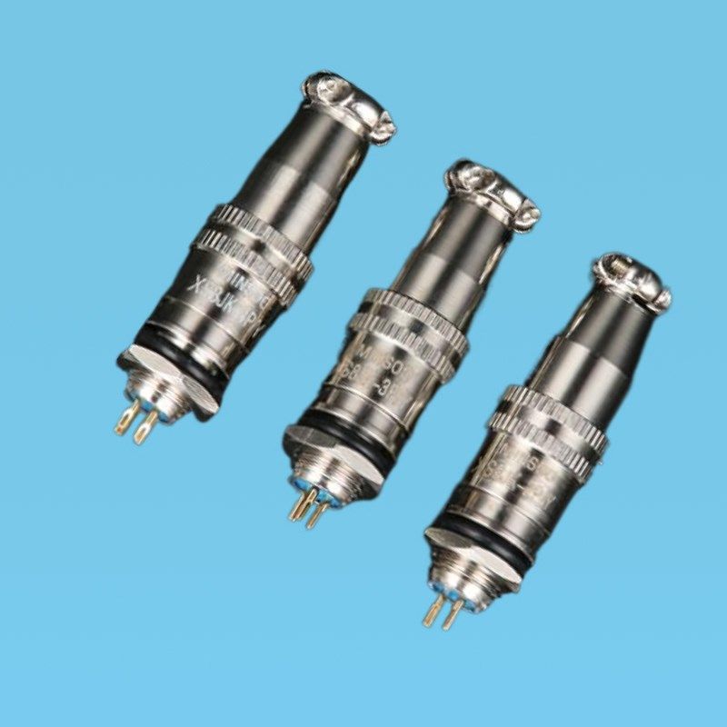 航空插头插座 快速 弹簧式 连接器XS8螺纹2芯3芯4芯推拉 8mm 微型