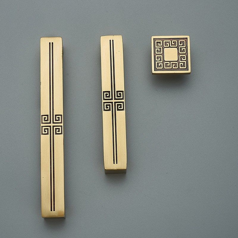 橱柜抽屉衣柜门拉手纯铜美式把手欧式黄铜金色新中式全铜现代简约