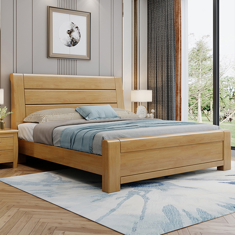 新中式实木床1.8米大床1.5M双人床经济型简约现代家俱主卧室储物