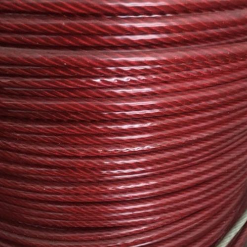 红色包塑包胶钢丝绳吗,心6mm加上pvc塑料8的