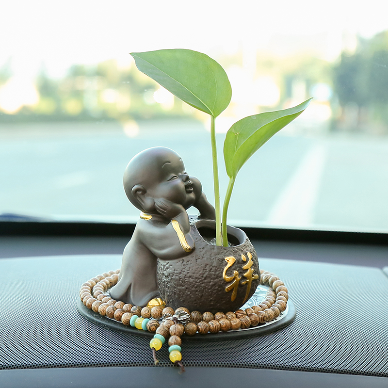 可爱小和a尚汽车摆件创意水培公仔保平安高档中控车内个性装饰用