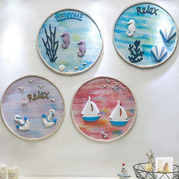 地中海装饰画海底风景画海洋风格儿童房墙画壁画卧室床头房间挂画