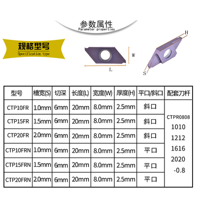 走心机小零件切槽刀片 CTP/CTPA07 10 15 20 FR/FRN 切断替代NTK