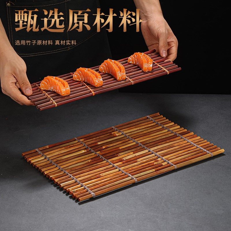 日式烤肉拼盘装饰品摆件海鲜姿造道具日料摆盘装饰刺身竹排竹篱笆