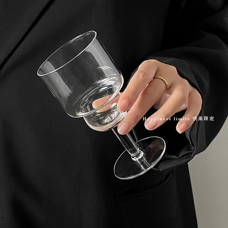 ins小众冰美式拿铁咖啡杯复古高脚玻璃杯冷饮特调果汁杯鸡尾酒杯