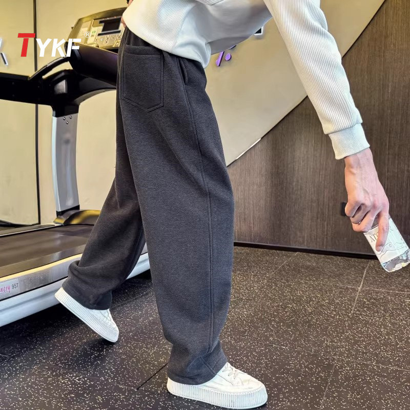潮牌重磅休闲裤男士2025新款秋冬季加绒加厚男裤宽松直筒卫裤男款
