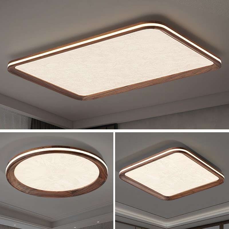 新中式胡桃木吸顶灯实q木客厅主灯简约中国风全光谱卧室全屋灯具