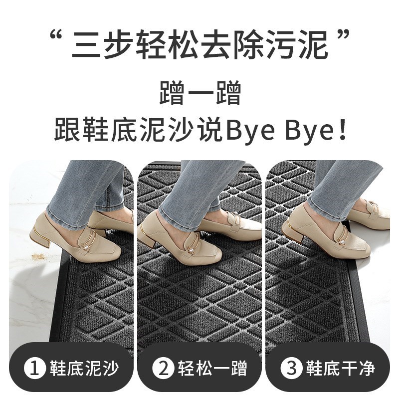 简约商用地c垫入户门垫家用素色刮沙除尘耐磨地毯玄关涤纶橡胶地