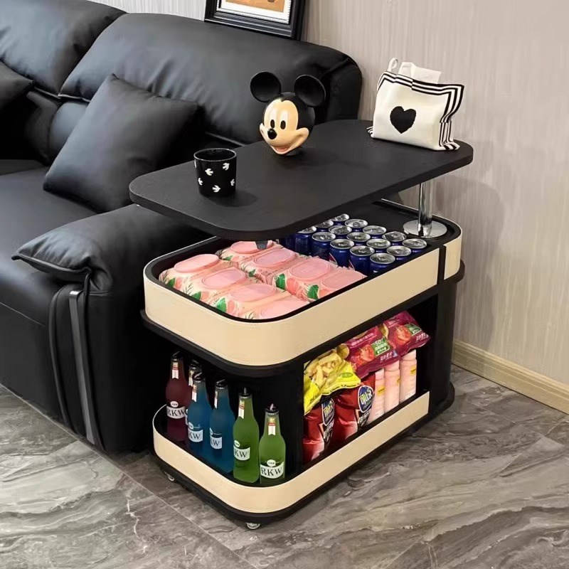 轻奢高级感实木可移动茶几小户型B客厅家用沙发边几茶桌小推车茶