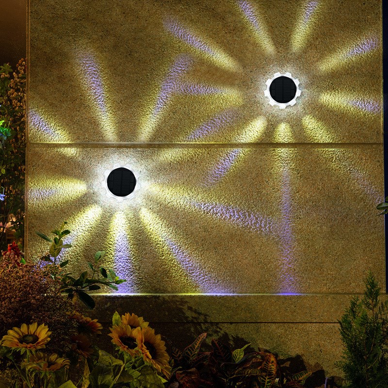 太阳能户外壁灯家用阳台防水氛围洗墙灯别墅景观插U地灯彩色装饰