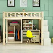 上床下桌柜宿舍大学生实木带书桌床一体儿童上下高低床多功能组合