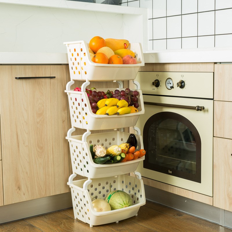 厨房置物架d收纳架落地塑料多层厨房用品收纳筐整理架蔬菜篮子家