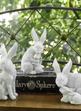 花园彷真动物套三母子兔园林w树C脂工艺品家居装饰客厅庭院景观摆