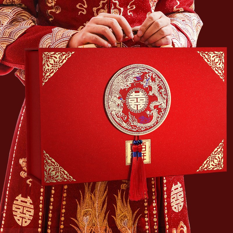 高档彩礼钱盒子订婚全套结婚用品G大全装饰中国风礼金箱子