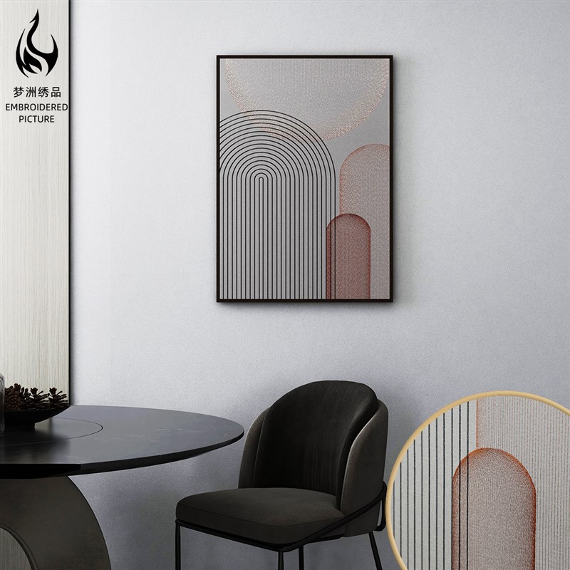 刺绣荷花轻奢走廊过道挂画客厅餐厅书房茶K室装饰画新中式禅意挂图片