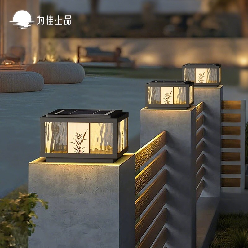 铝合金柱头灯庭院太阳能接电两用柱子大门柱N庭院别墅花园现代简