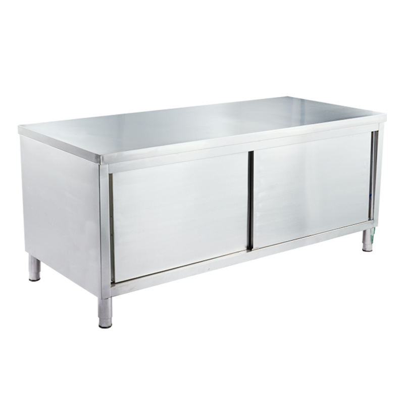 不锈钢推拉门工作台厨pq房操作台切菜桌案板食堂储物柜不锈钢打荷