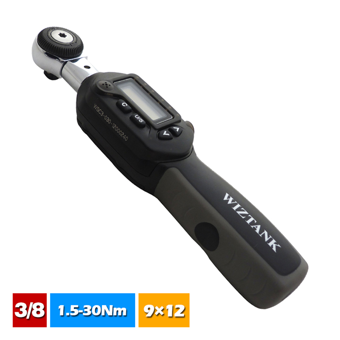 台湾进口-3/8 1.5-3q0NM/N.M 可换头数显扭力扳手WSC3-030CN
