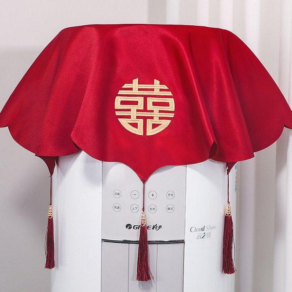 结婚客厅圆柱立式空调防尘罩红色喜庆柜机遮尘盖布盖巾2024新款,居家布艺,空调罩,淘宝优惠券,粉丝福利购,淘宝优惠卷