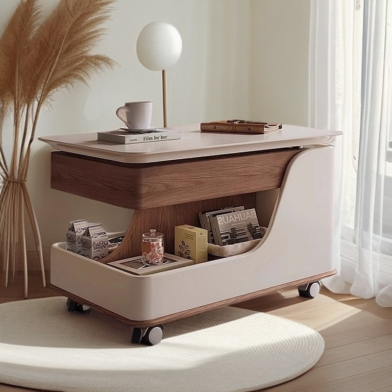 移动实木茶几g客厅沙发升降边几移动储物小推车阳台小茶桌岩板茶