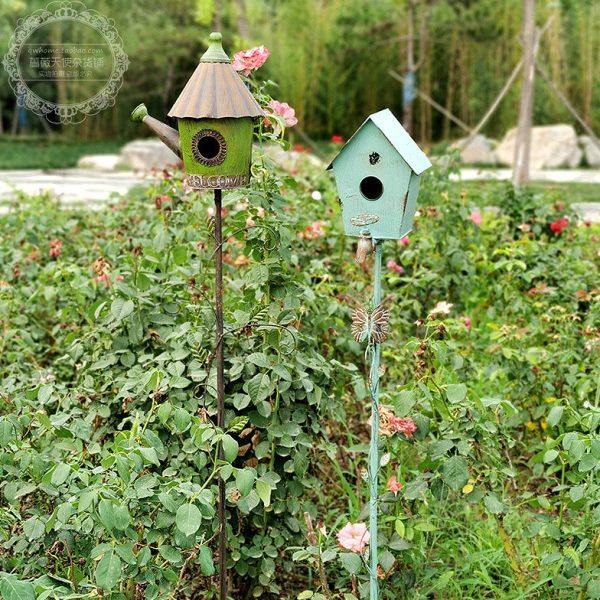 户外铁艺复古鸟屋房子插枝摆件 花园阳台庭院装饰造景布置爬藤架,家居饰品,户外/庭院摆件,淘宝优惠券,粉丝福利购,淘宝优惠卷