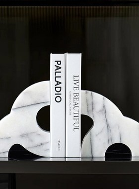 轻奢大理石抽象几何书档摆件简约现代家居酒店样板房桌.面软装饰