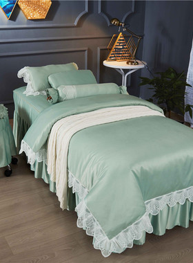 阿布登 美容床罩四件套美容床套灰色I美体按摩床罩美容院四件套